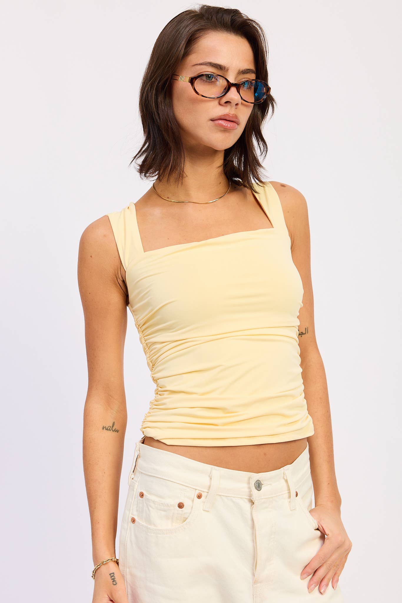 Clean Line Square Shirred Top