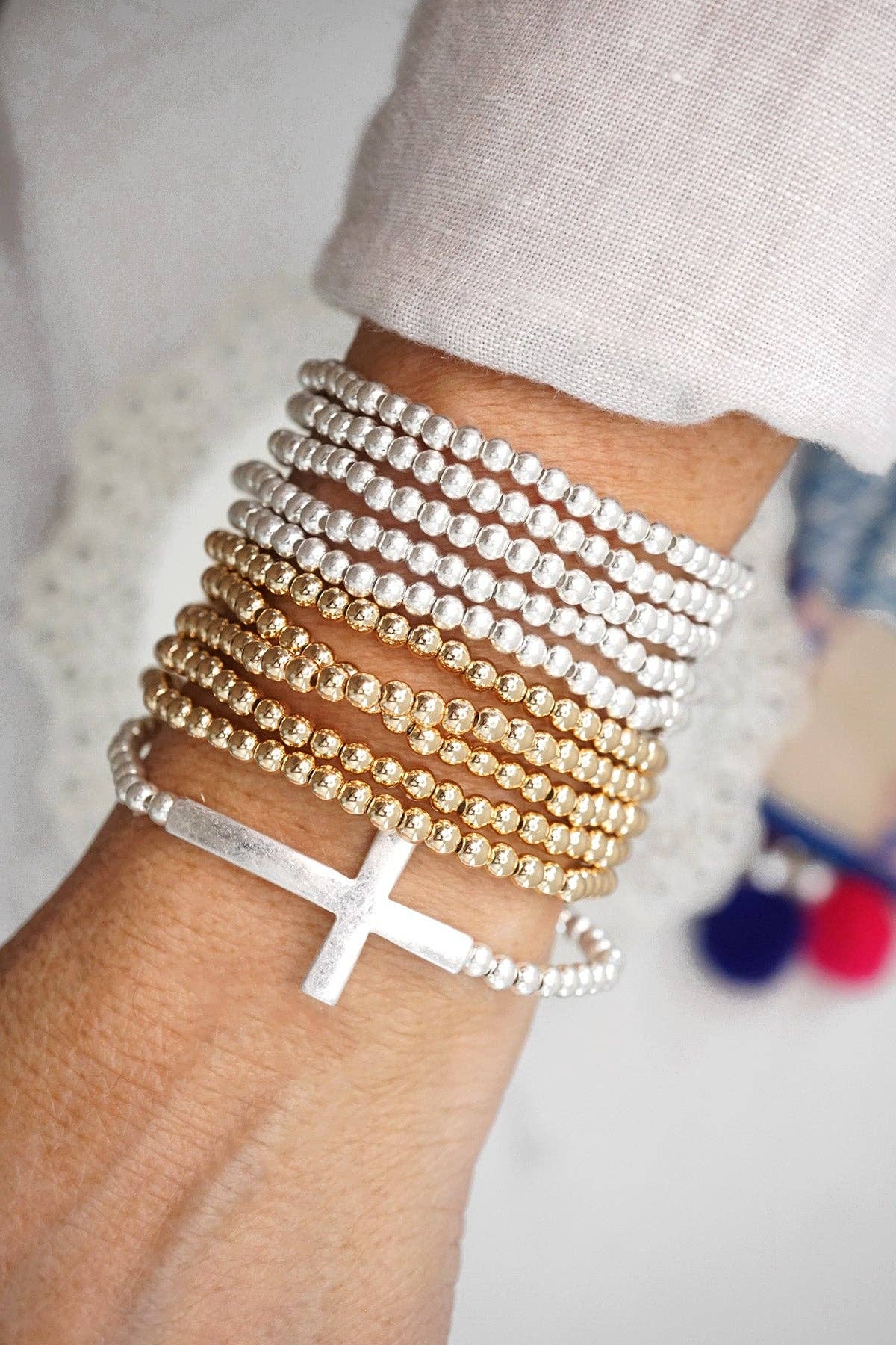 Worn Silver Cross Bracelet