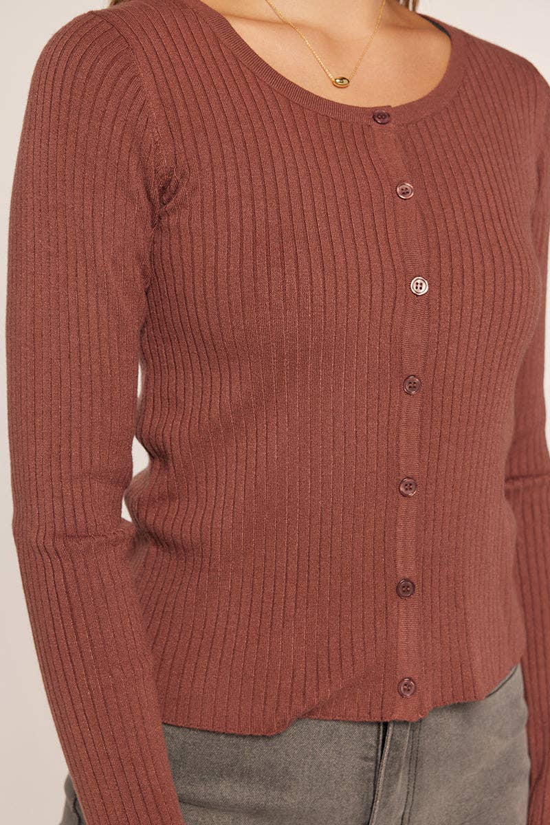 Rusty Ribbed Button Up