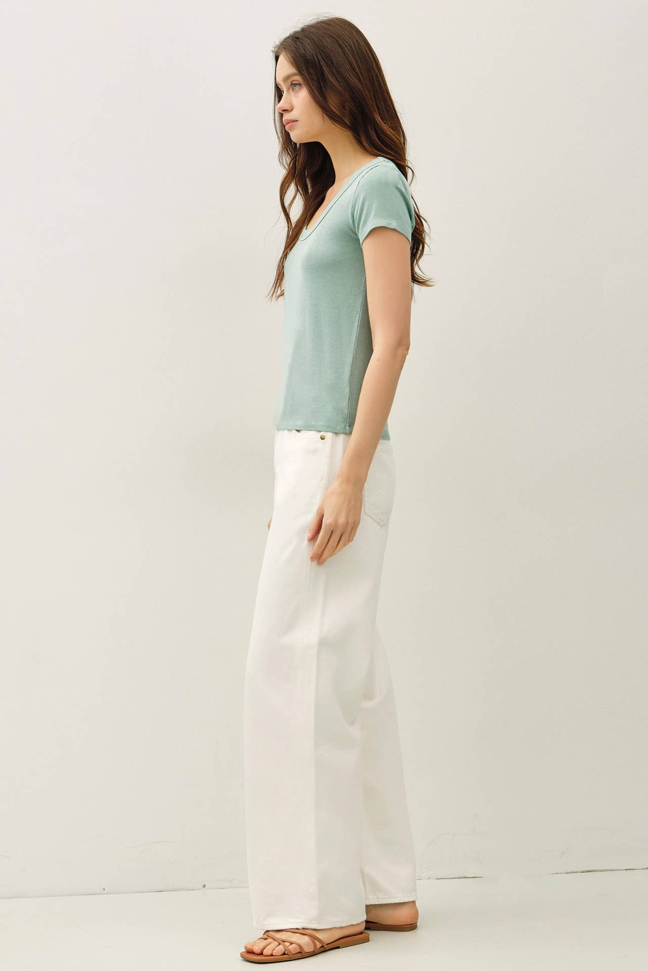 Never Basic Ribbed Scoop Neck Tee
