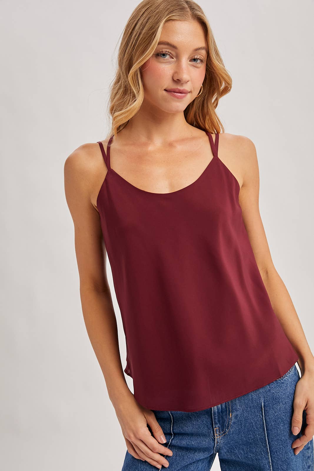 SATIN CRISSCROSS BACK STRAPS SCOOP NECK CAMI - EASTER DAY