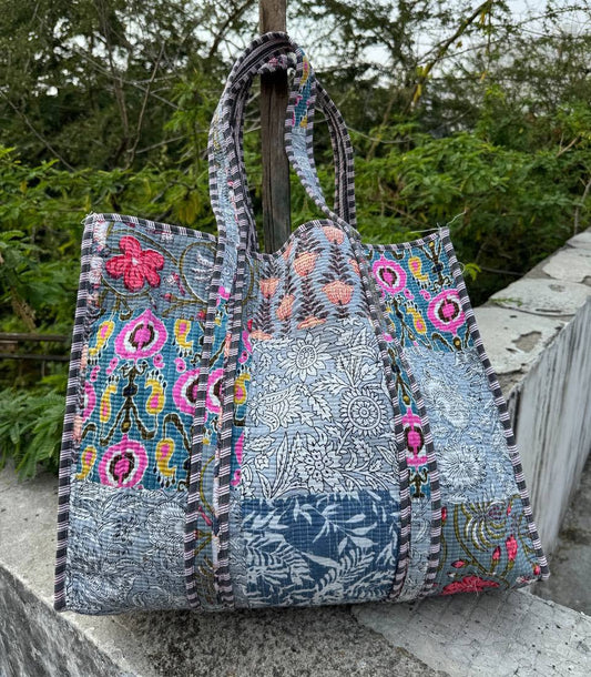 Patch Work Quilted Bag Cotton Bag Tote Bag Floral Print Bags