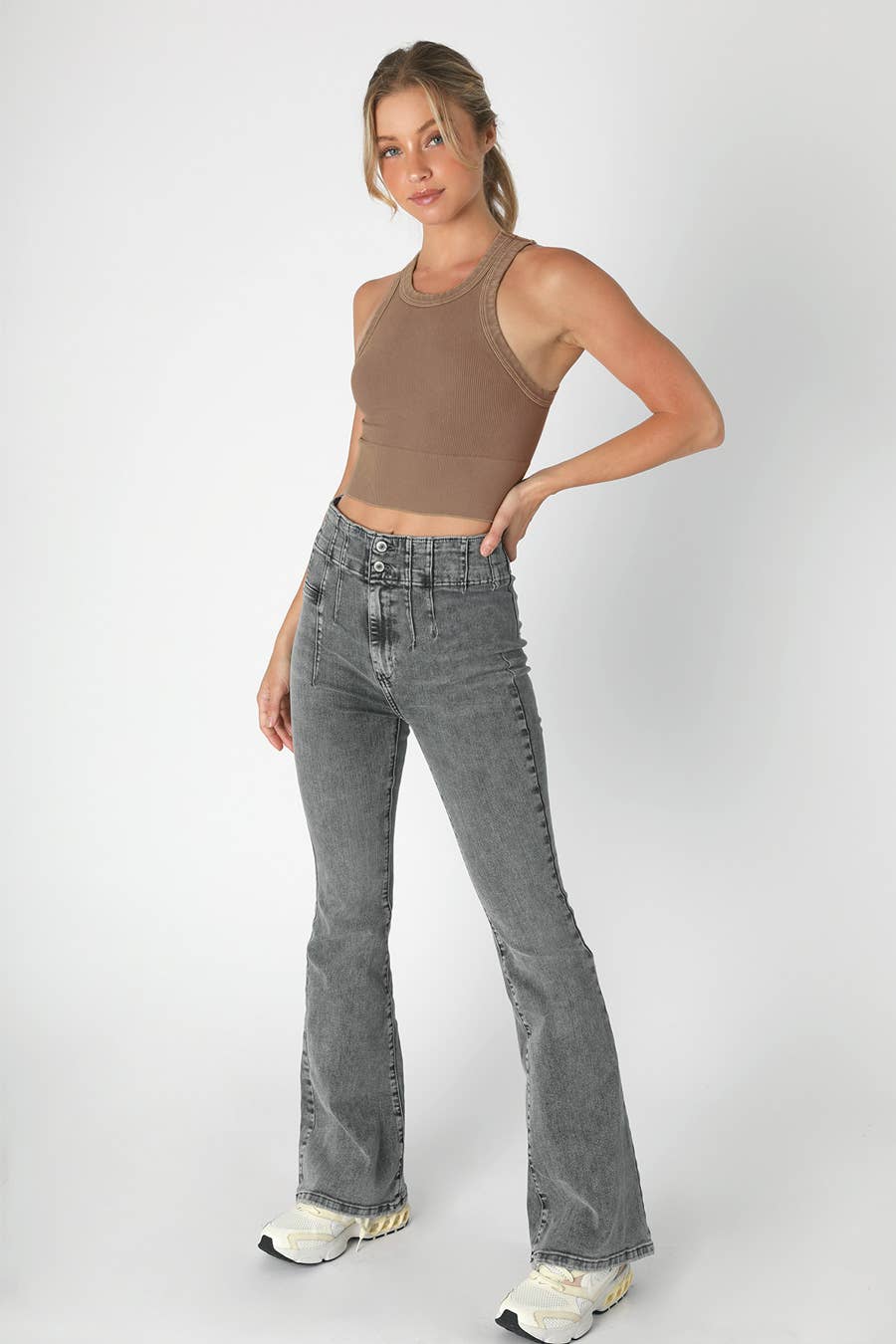 Vintage Ribbed High Neck Top