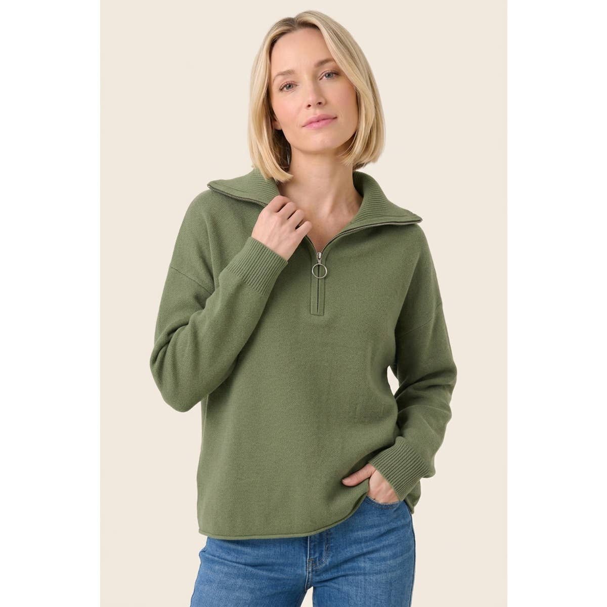 Mock Mockneck Zip Sweater