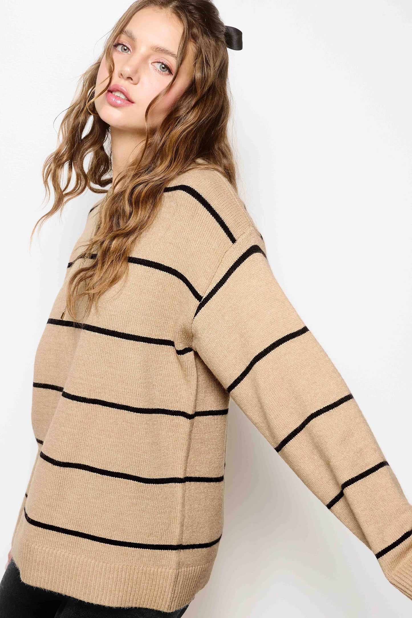 Falling Leaves Crewneck Striped Sweater