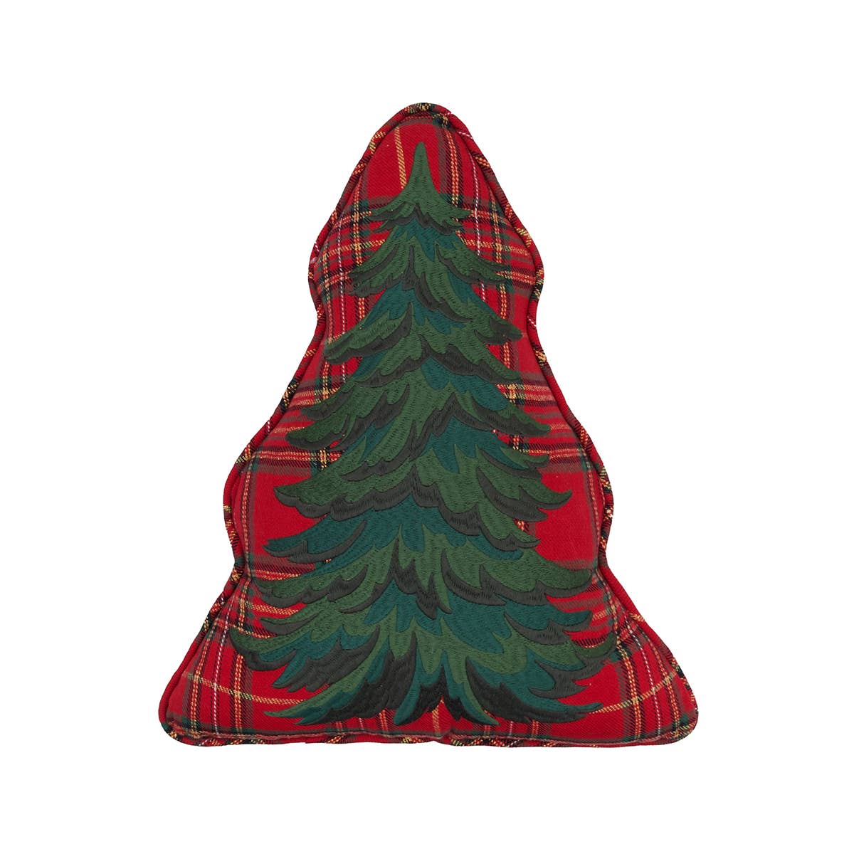 Christmas Spruce Tree Plaid Shaped Throw Pillow