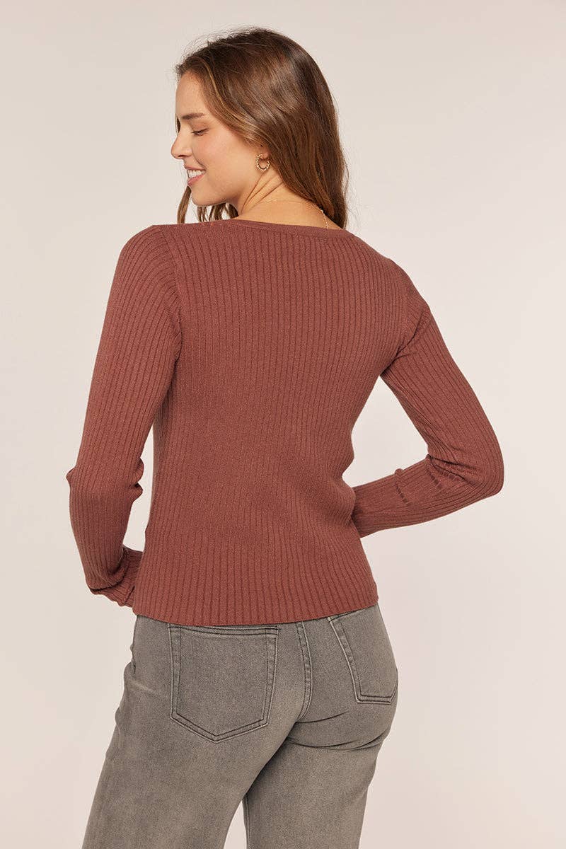 Rusty Ribbed Button Up