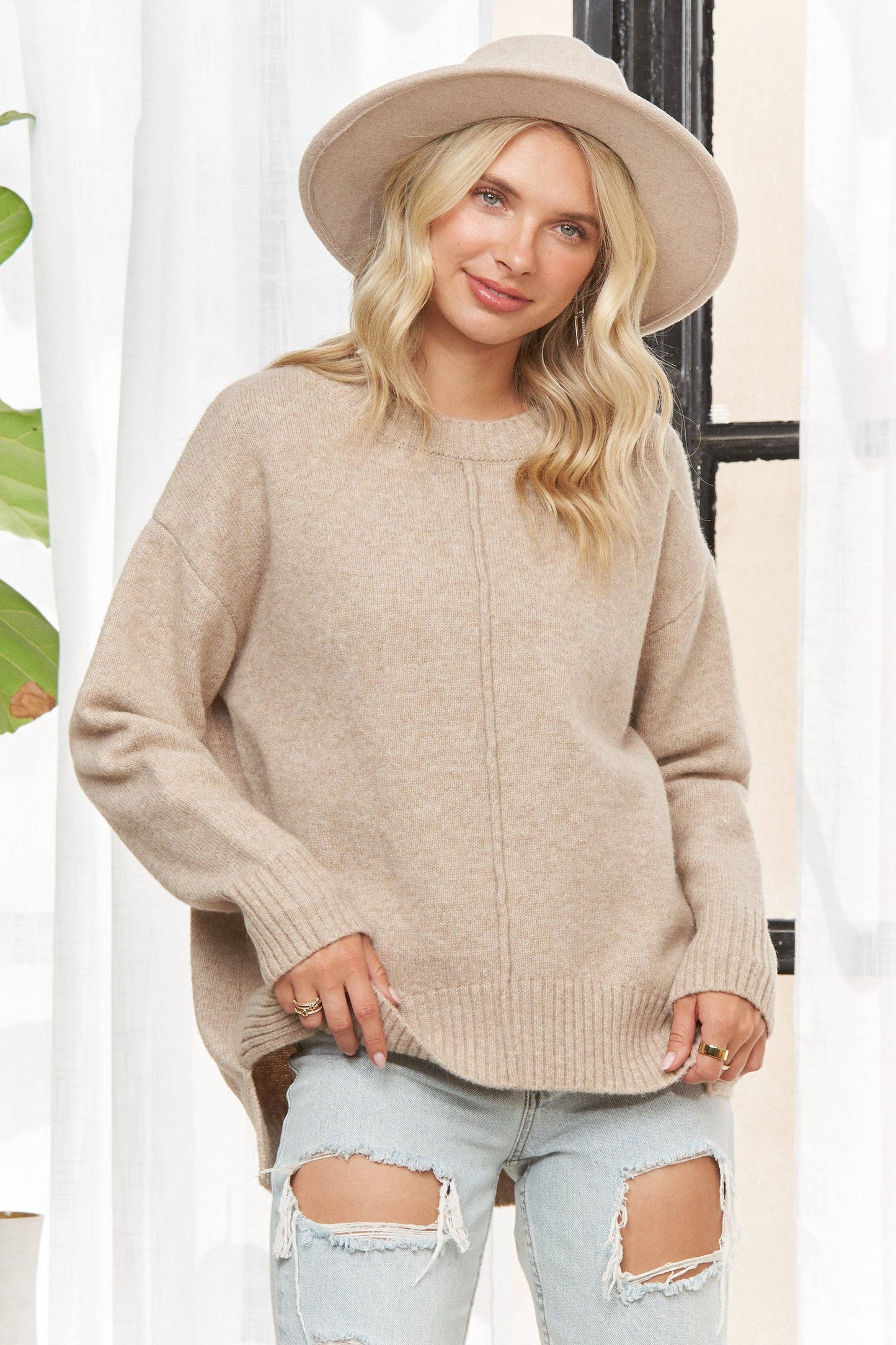 Front Seam Pullover Sweater