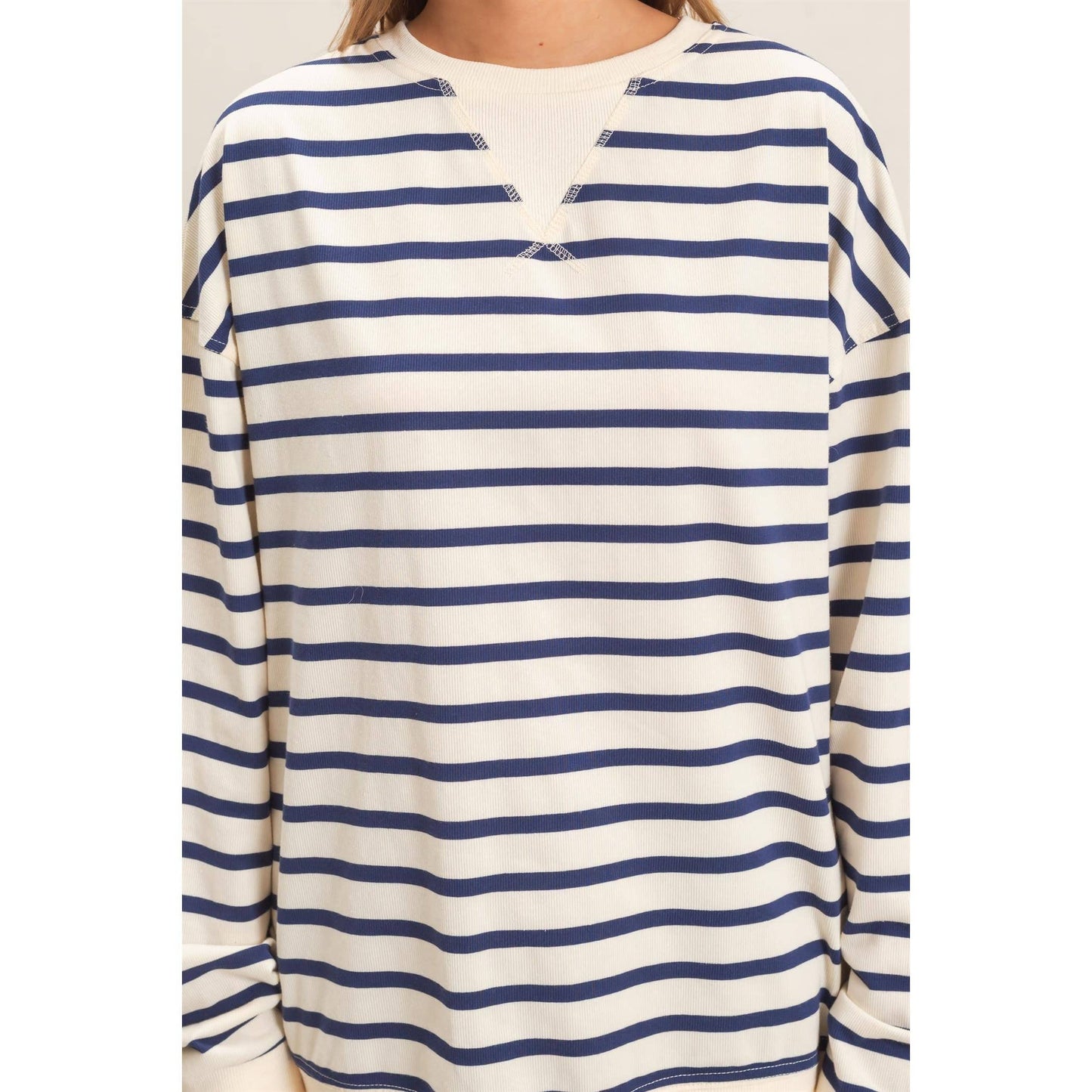 Vnotch Striped Pullover