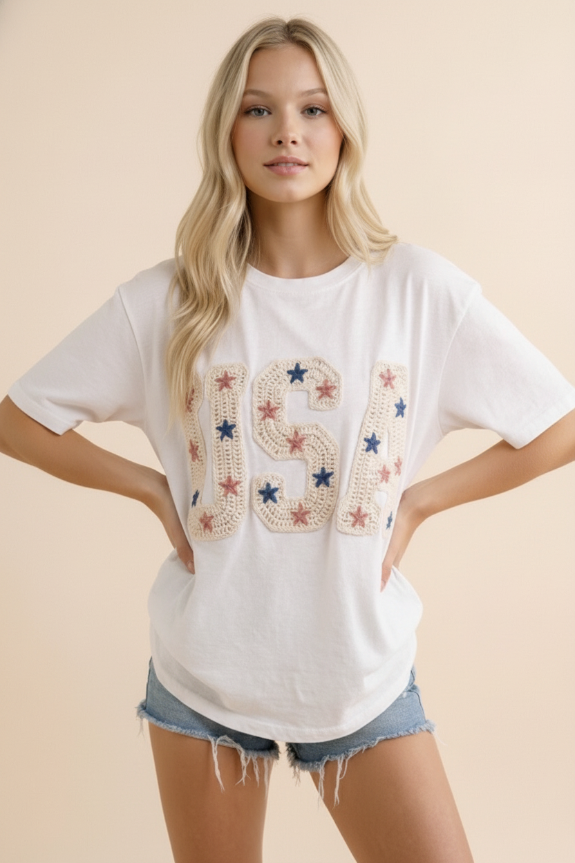 4th of July Crochet Star Tee