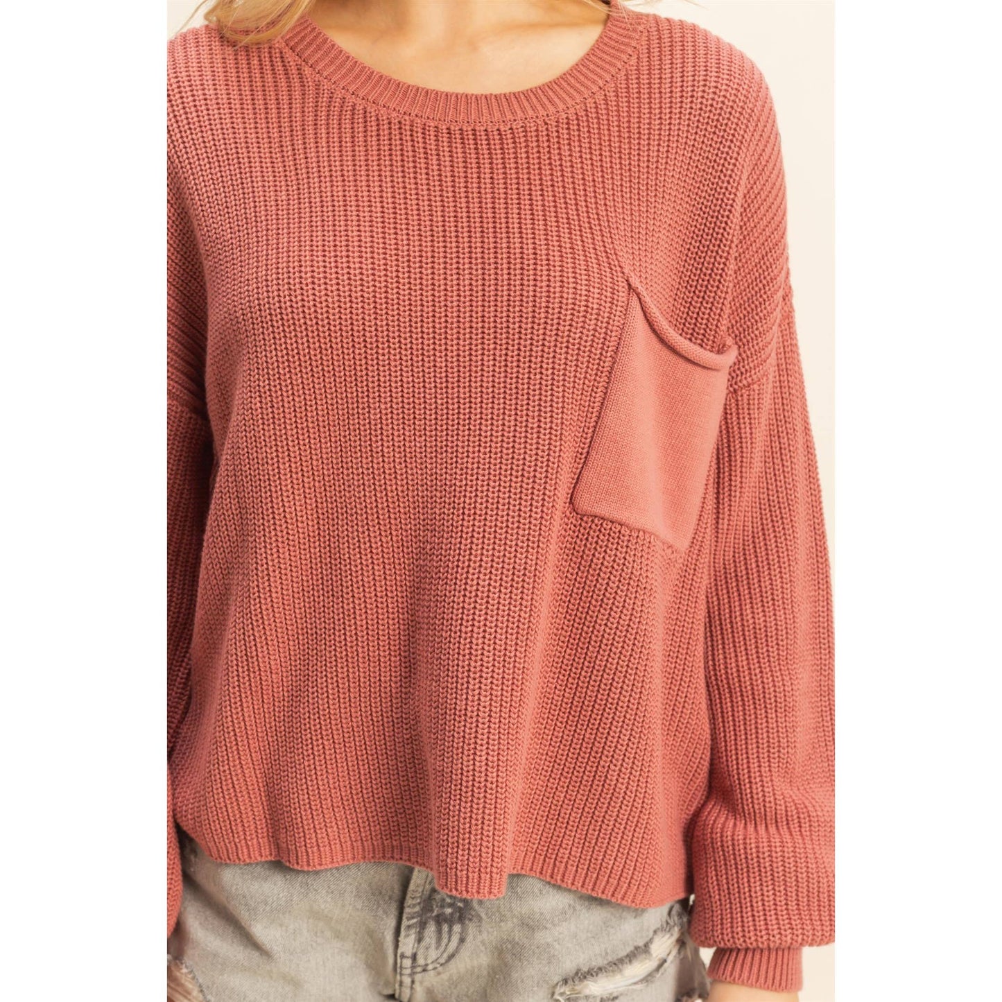 Cropped Pocket Sweater
