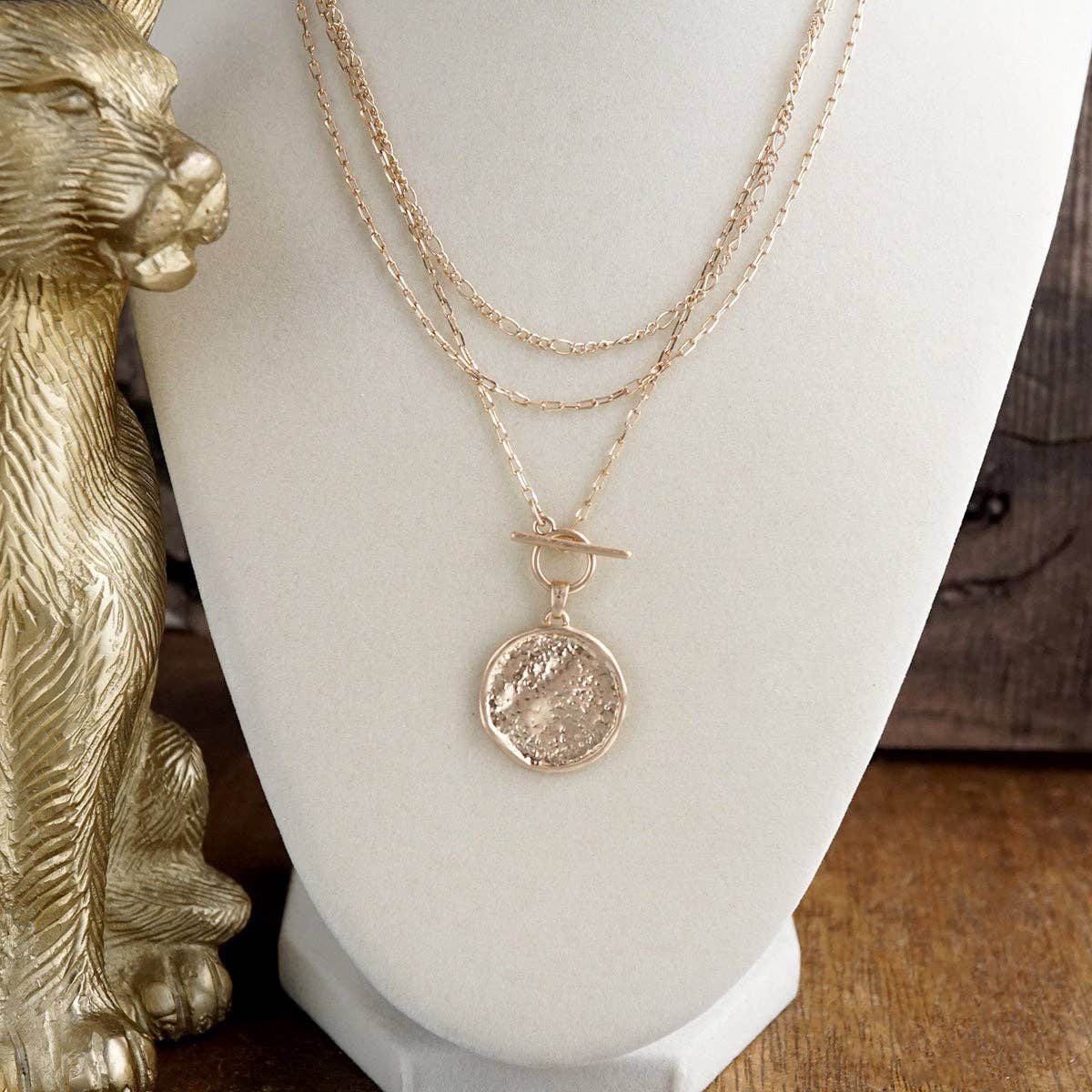 Moonphase Relic – Layered Coin Toggle Necklace