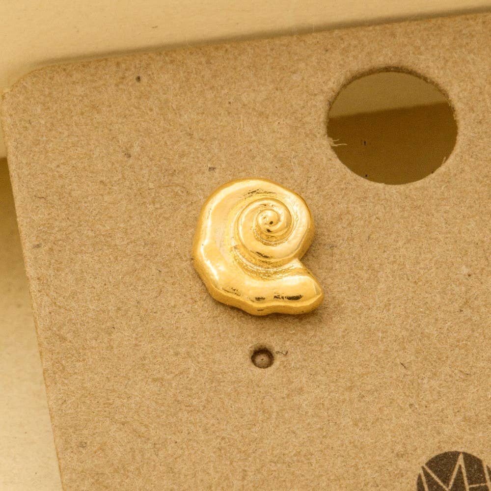 Gold Dipped Spiral Sea Shell Stud Earrings