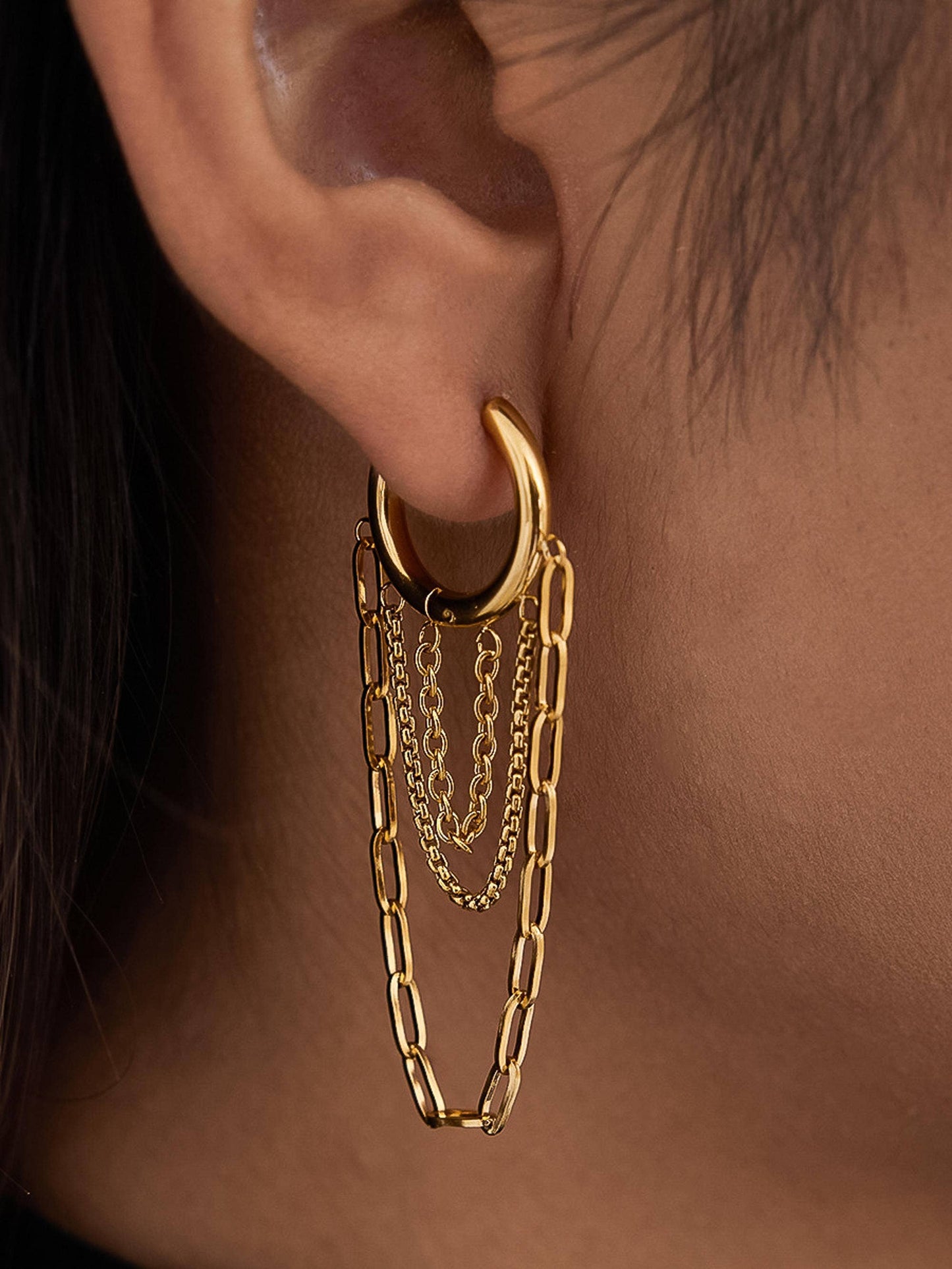 Vianne 18K Gold Chain Drop Earrings