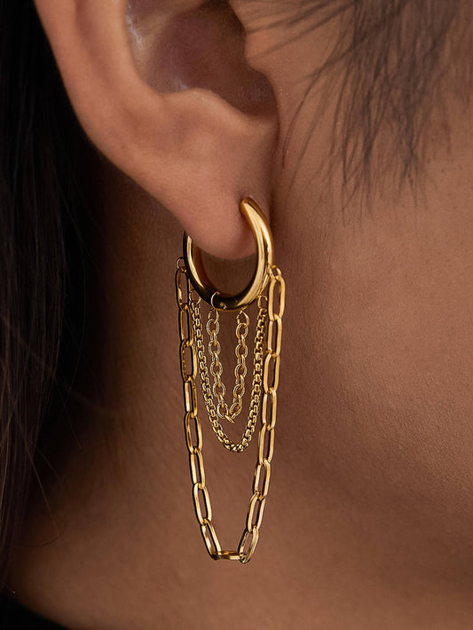 Vianne 18K Gold Chain Drop Earrings