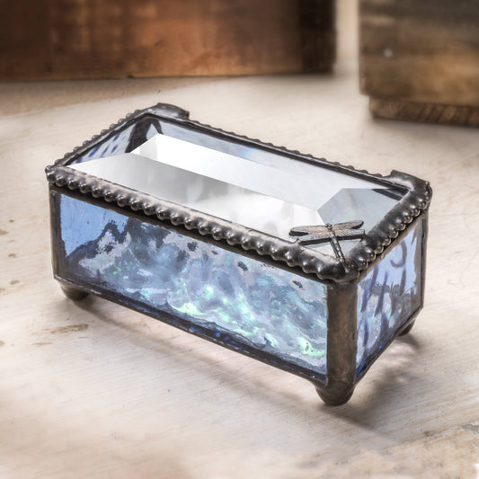 Blue Glass Box with Dragonfly