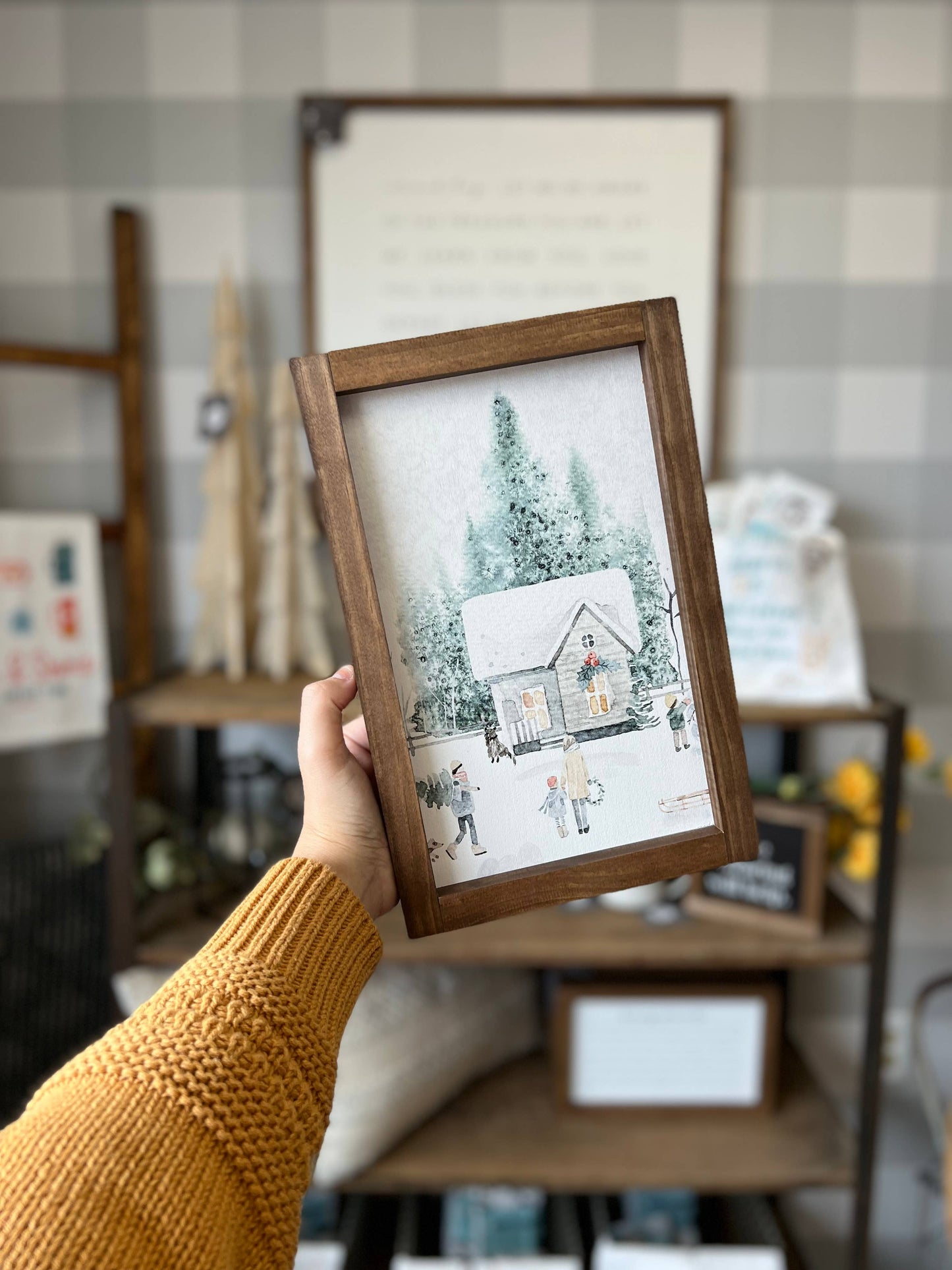 Large Winter House Scene | Christmas Wall Decor