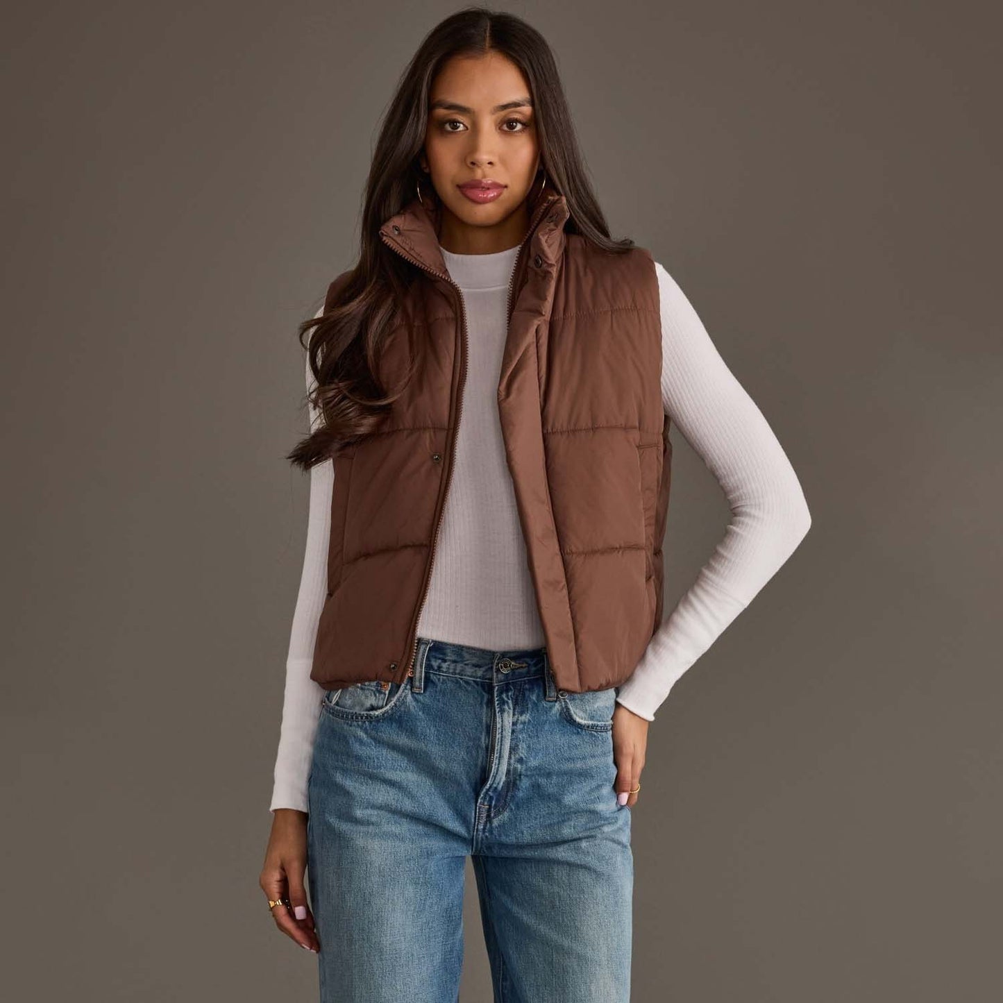 Chocolate Mid Crop Vest