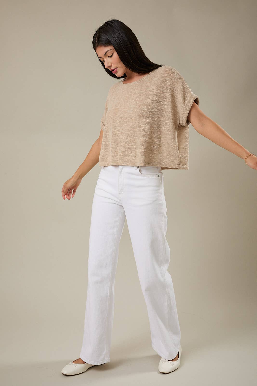 Biscotti Folded Sleeve Top