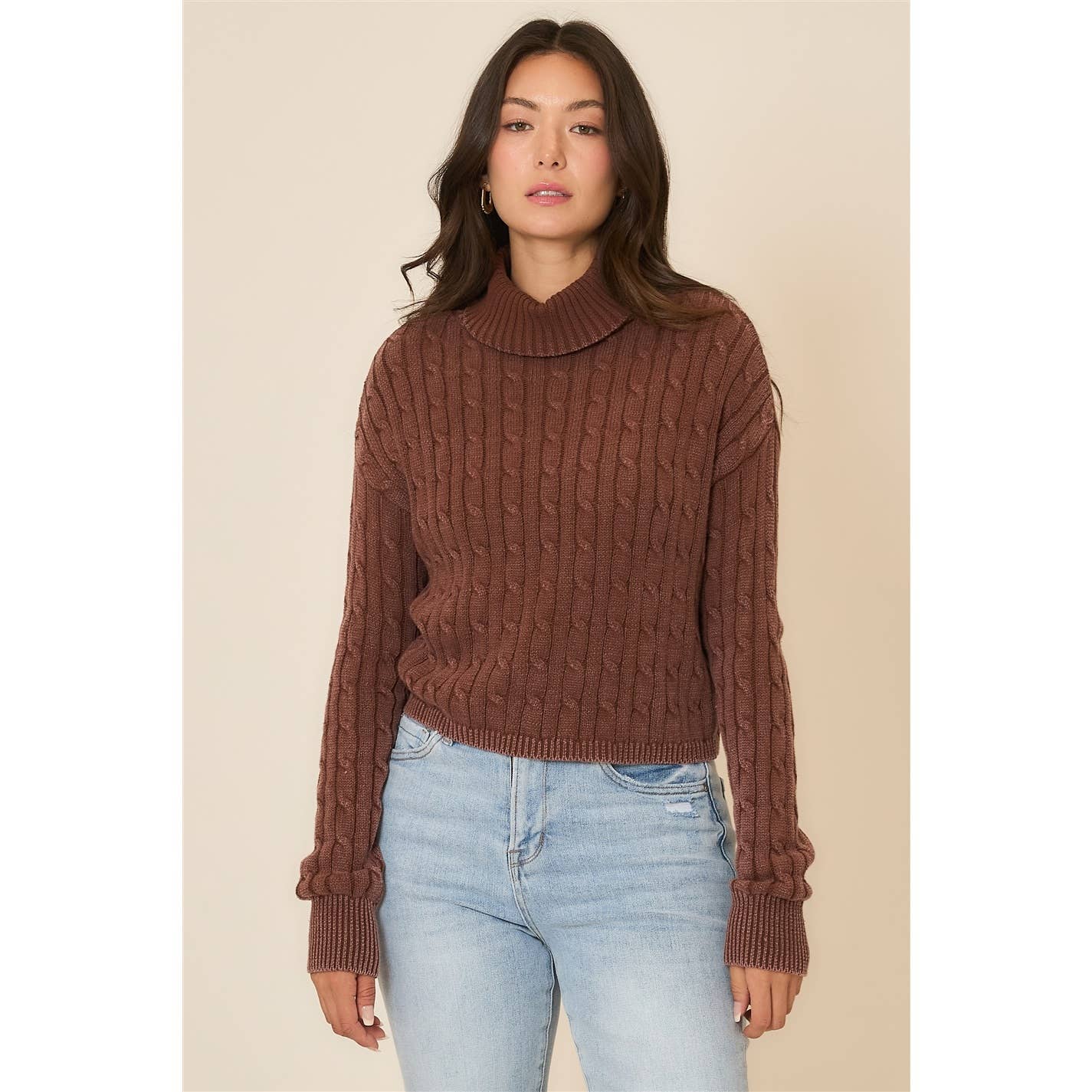 Cali Cropped Turtleneck Sweater