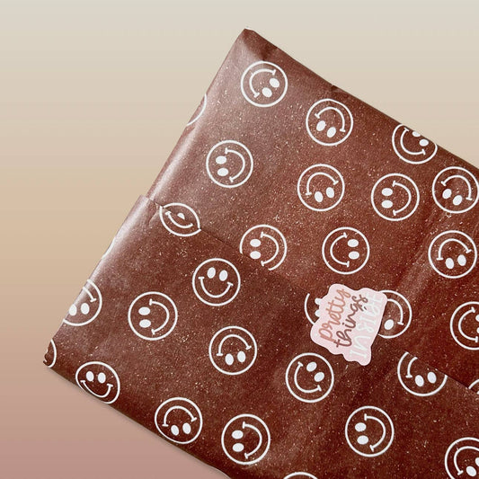 20x30 Premium Tissue Paper Sheets- Rust Brown Smiles