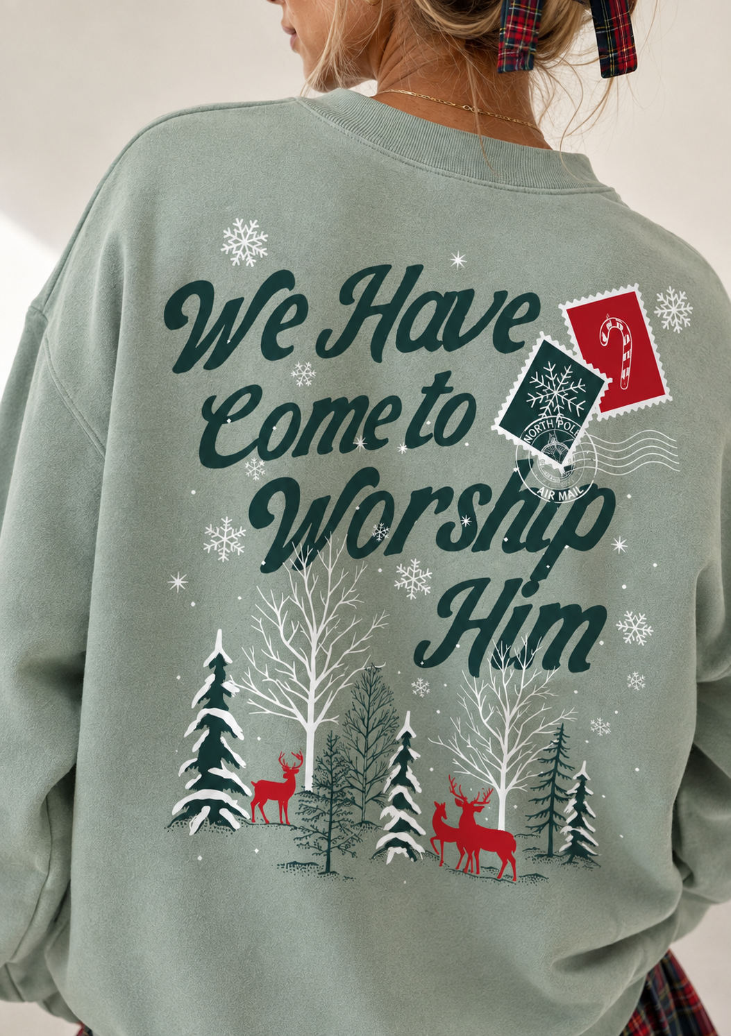 Worship North Pole Holiday Graphic Sweatshirt