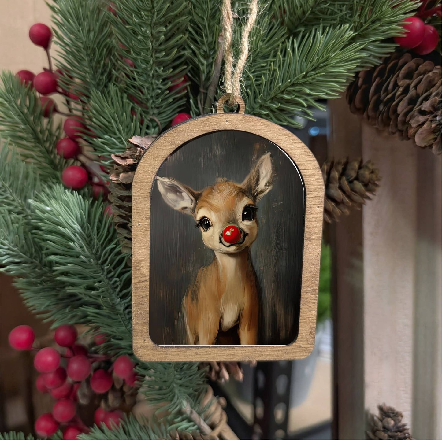 Canvas Arch Ornament Rudolph
