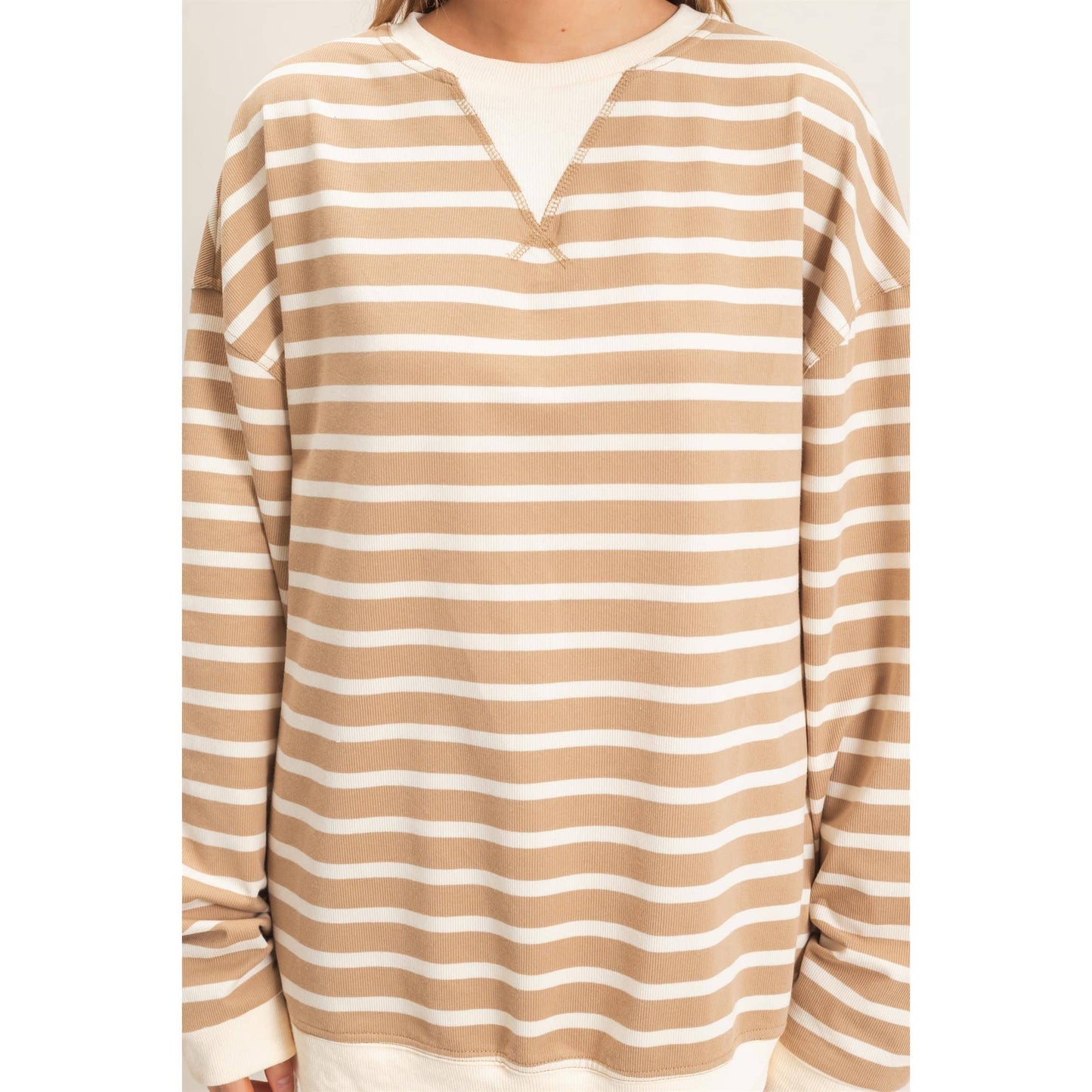 Vnotch Striped Pullover