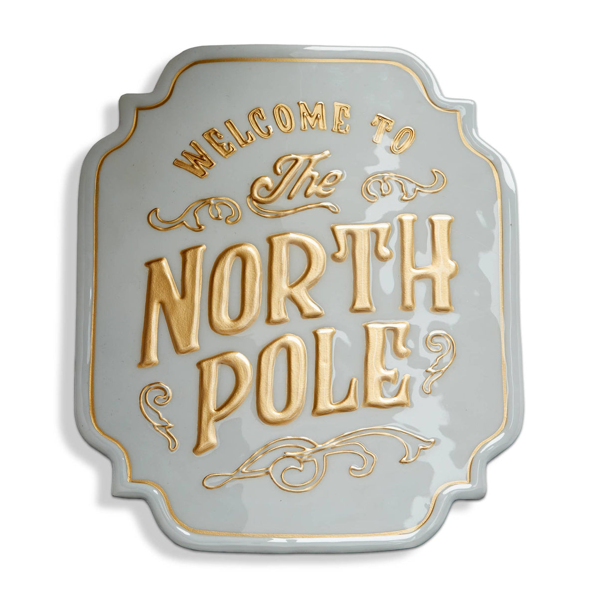 Christmas Wall Art Welcome To The North Pole Sign White