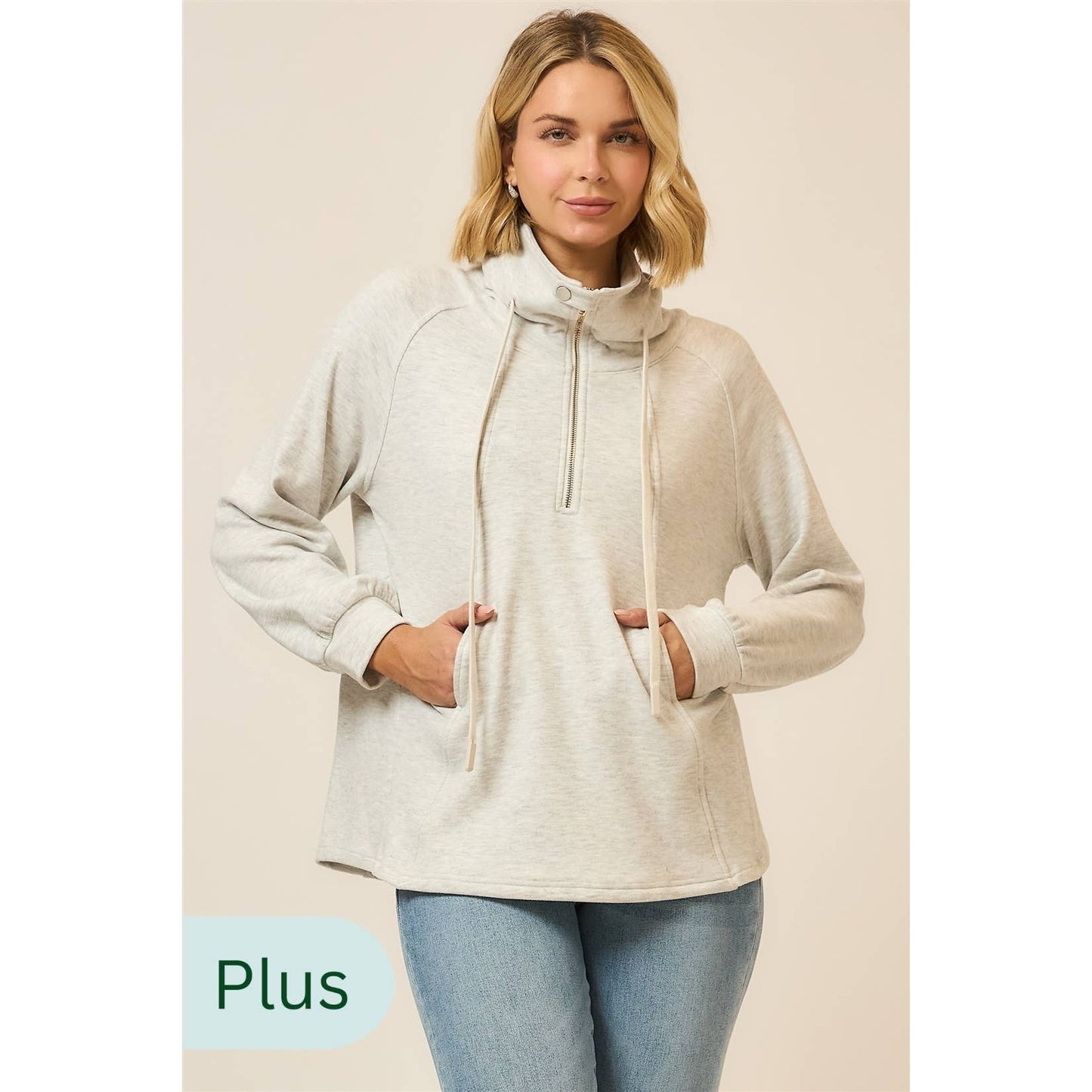 Oatmeal Funnel Neck Sweatshirt