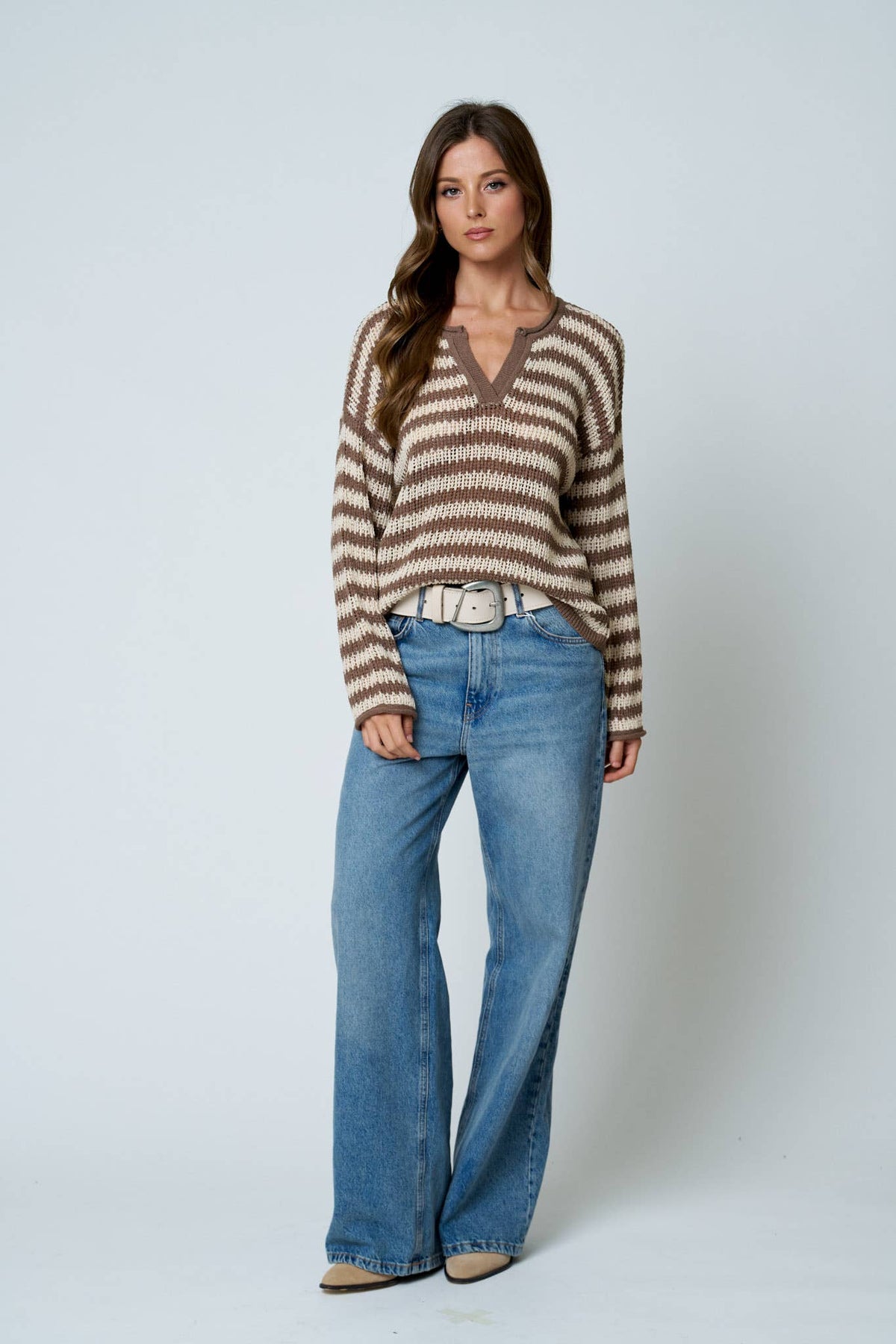Reanna Raw Edge Vneck Sweater