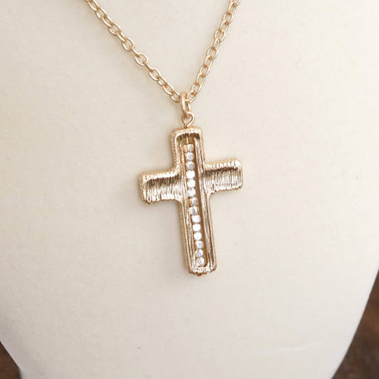 Minimalist Cross Dainty Chain Necklace – Worn Gold or Silver Tone