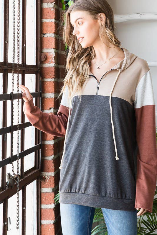 Cozy Colorblock Hooded Pullover