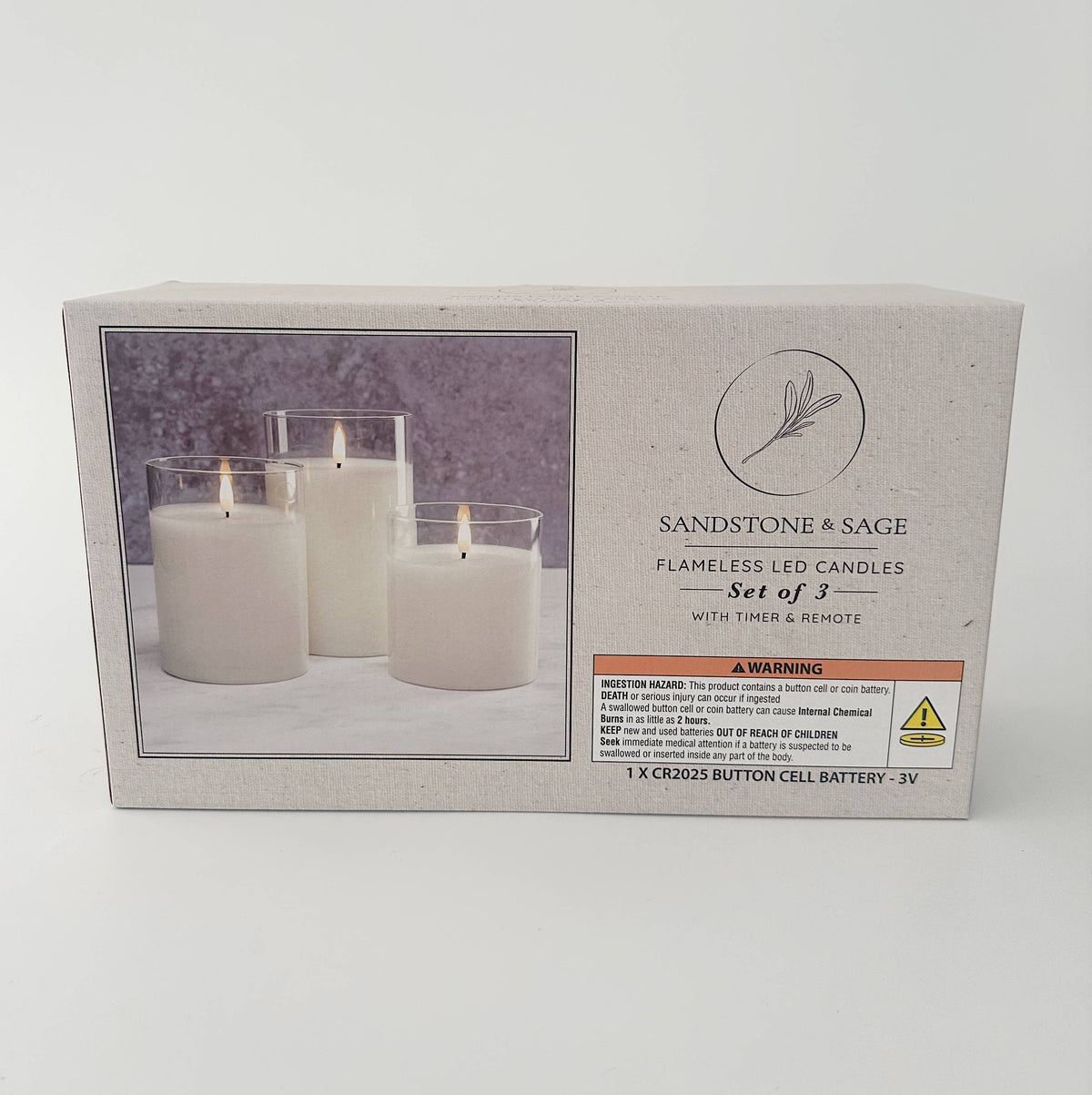 Flameless LED Hurricane Glass Candles - White and Amber