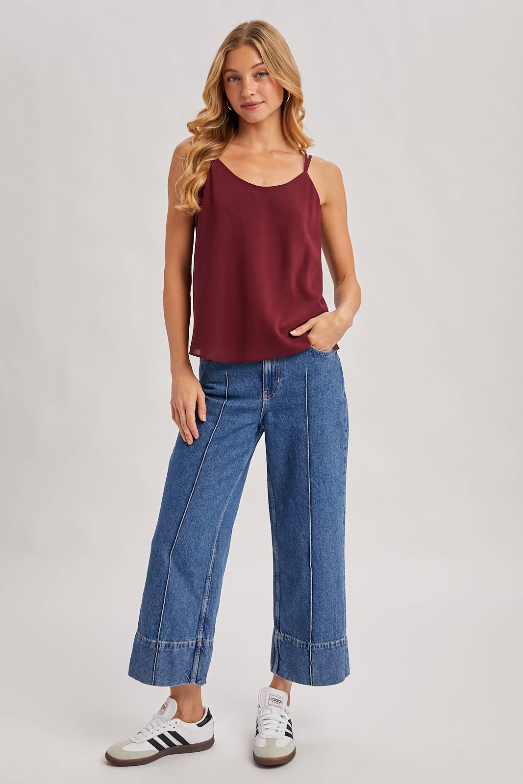 SATIN CRISSCROSS BACK STRAPS SCOOP NECK CAMI - EASTER DAY