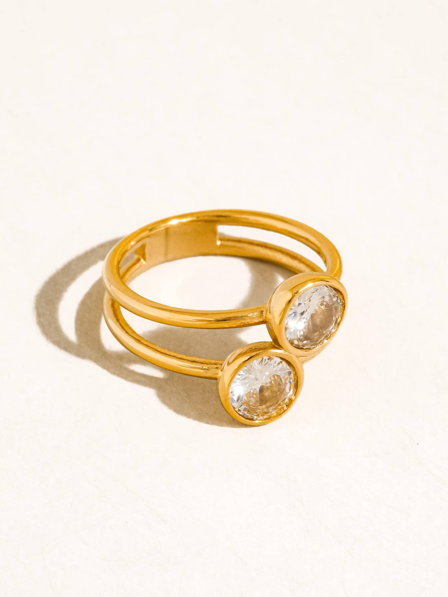 Hollis 18K Gold Double CZ Ring