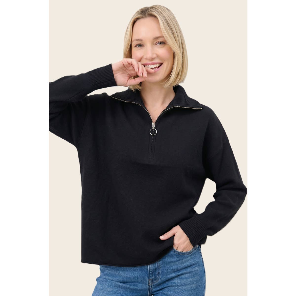 Mock Mockneck Zip Sweater