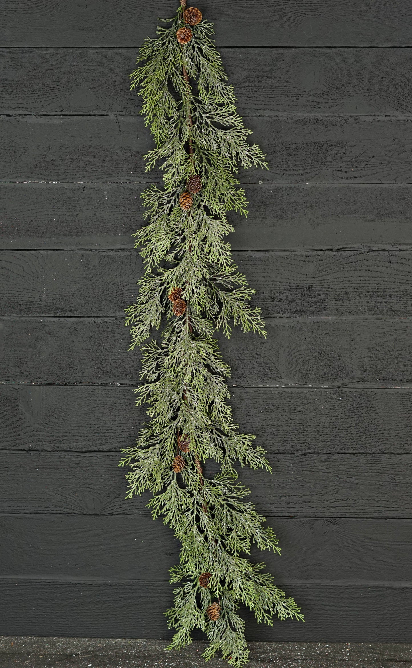 510201- 5ft Garland-Sparkle Mix Green Cedar with Birchcone