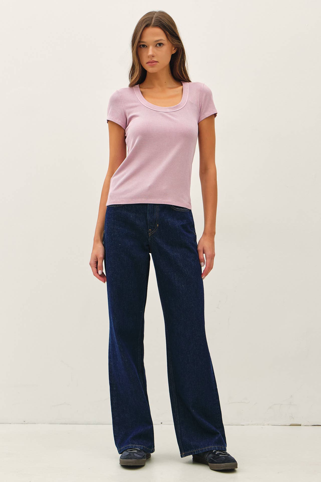 Never Basic Ribbed Scoop Neck Tee