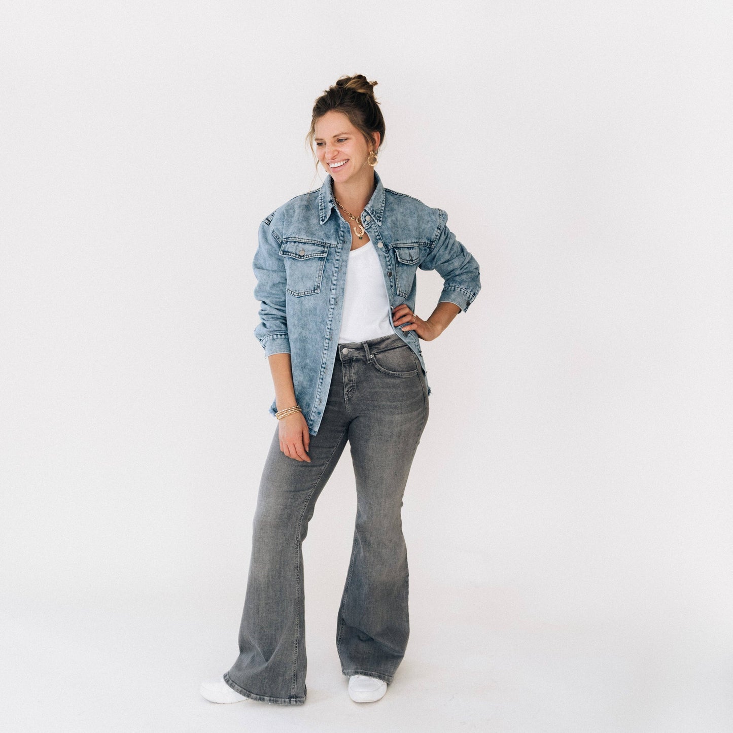 Blue Raw Hem Denim Jacket