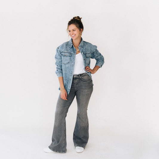 Blue Raw Hem Denim Jacket
