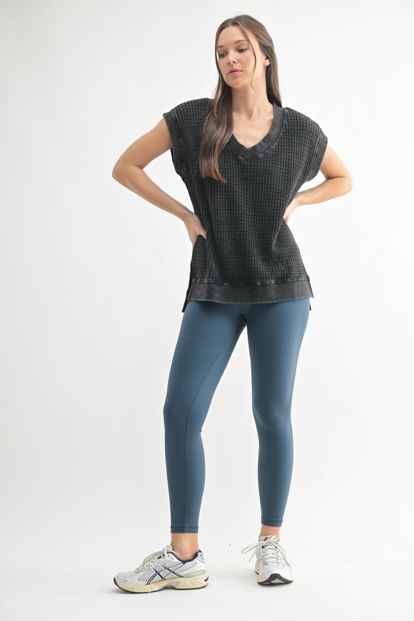 Andi Acid Washed Waffle Knit Top
