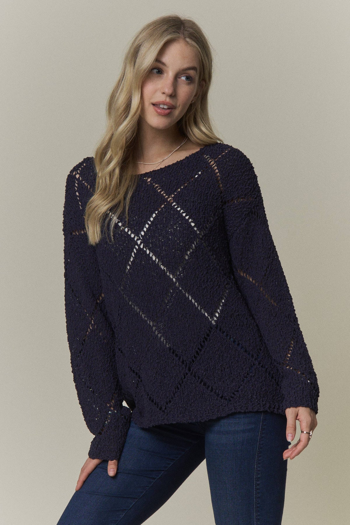 Falling for You Diamond Knit Sweater