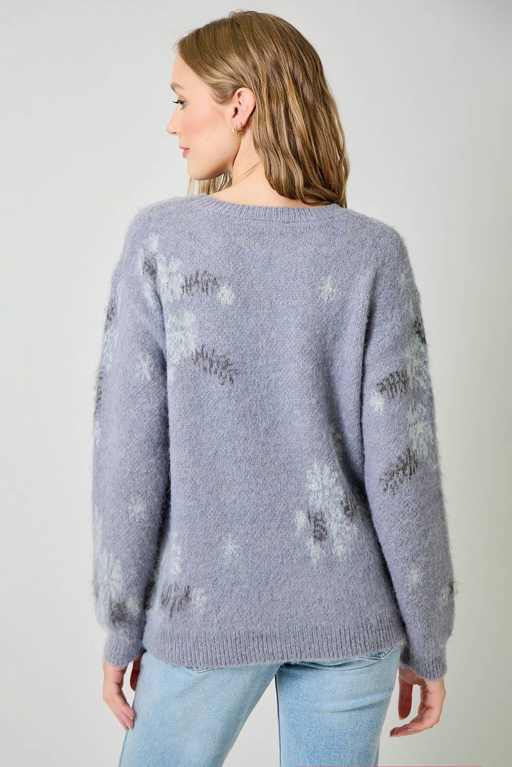 Winter Blues Floral Sweater