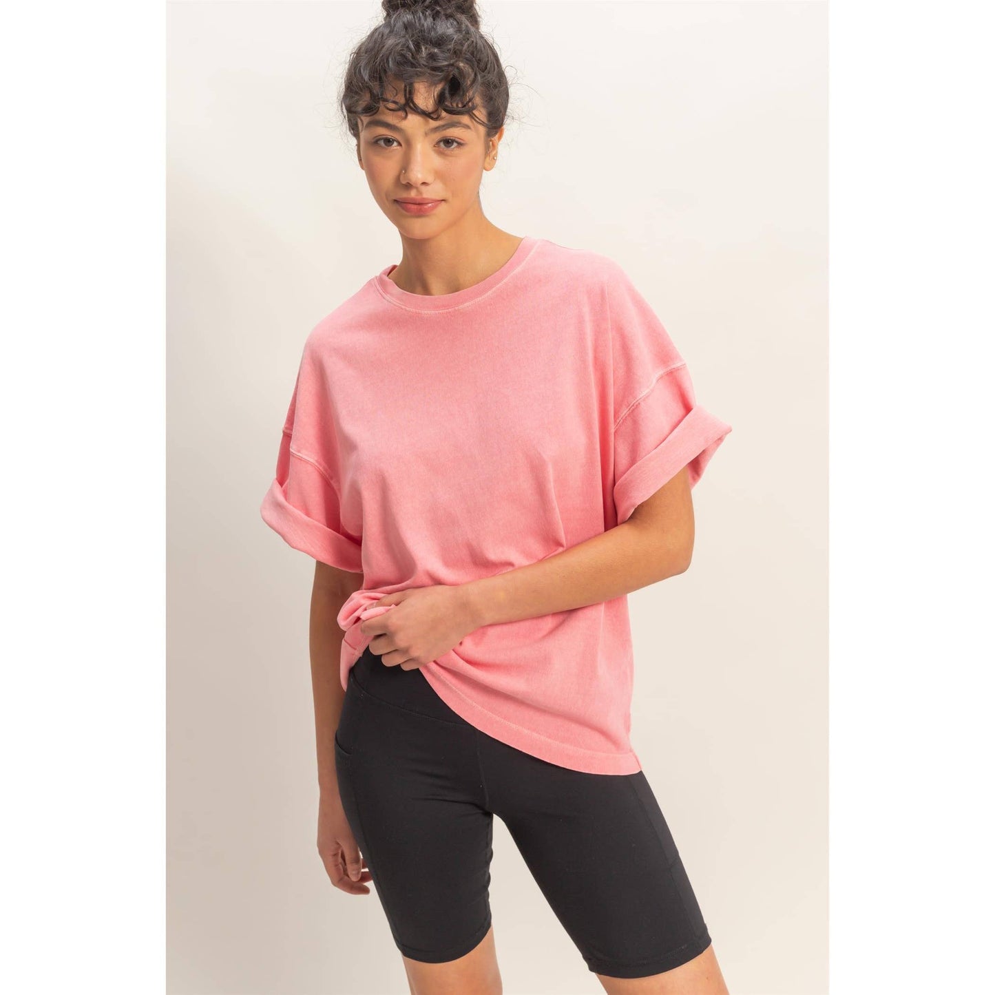 Pigment Dye Oversized Half-Sleeve T-Shirt