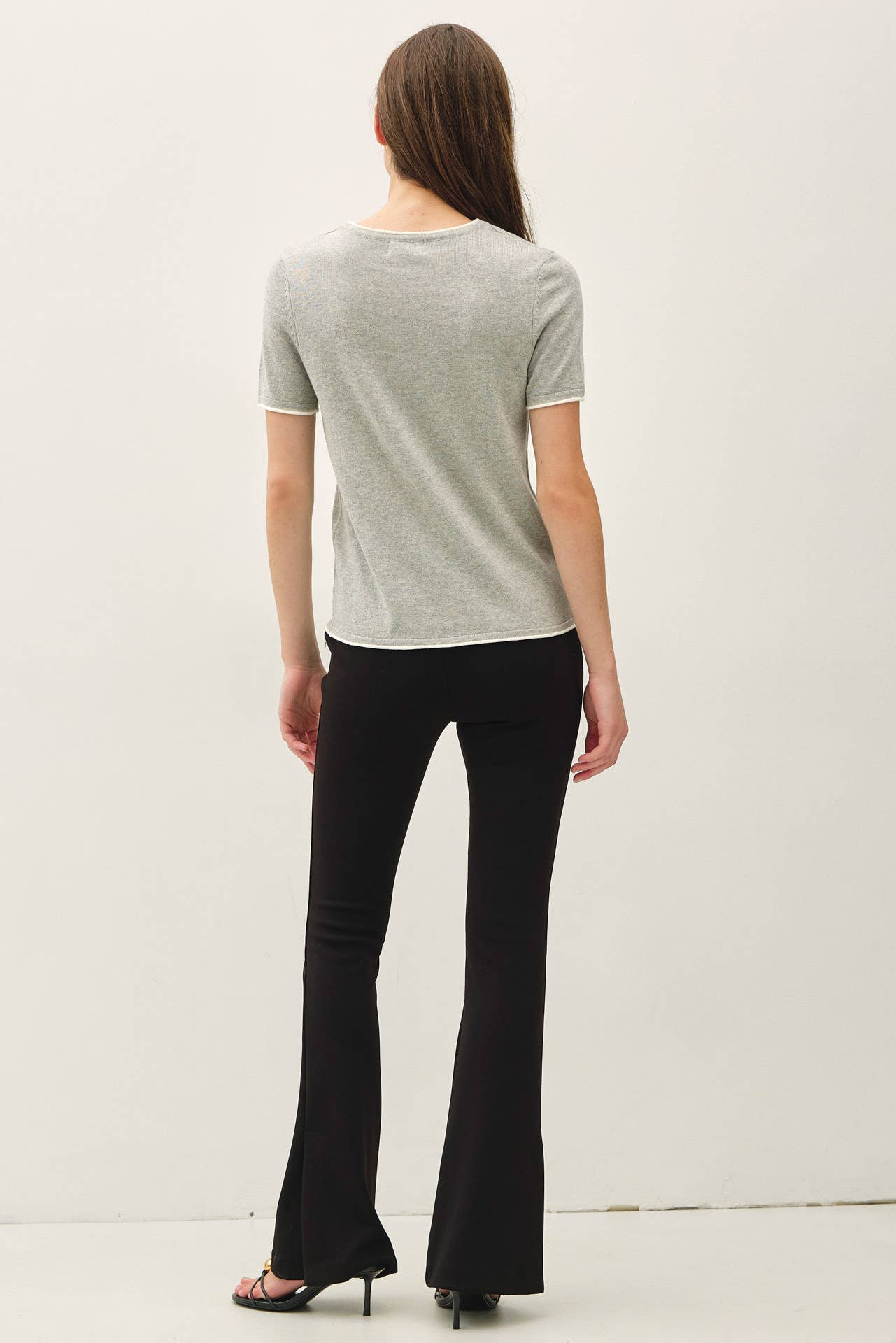 LAYERED LOOK ESSENTIAL SHORT SLEEVE  SWEATER TOP