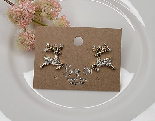 DEER POST EARRINGS.