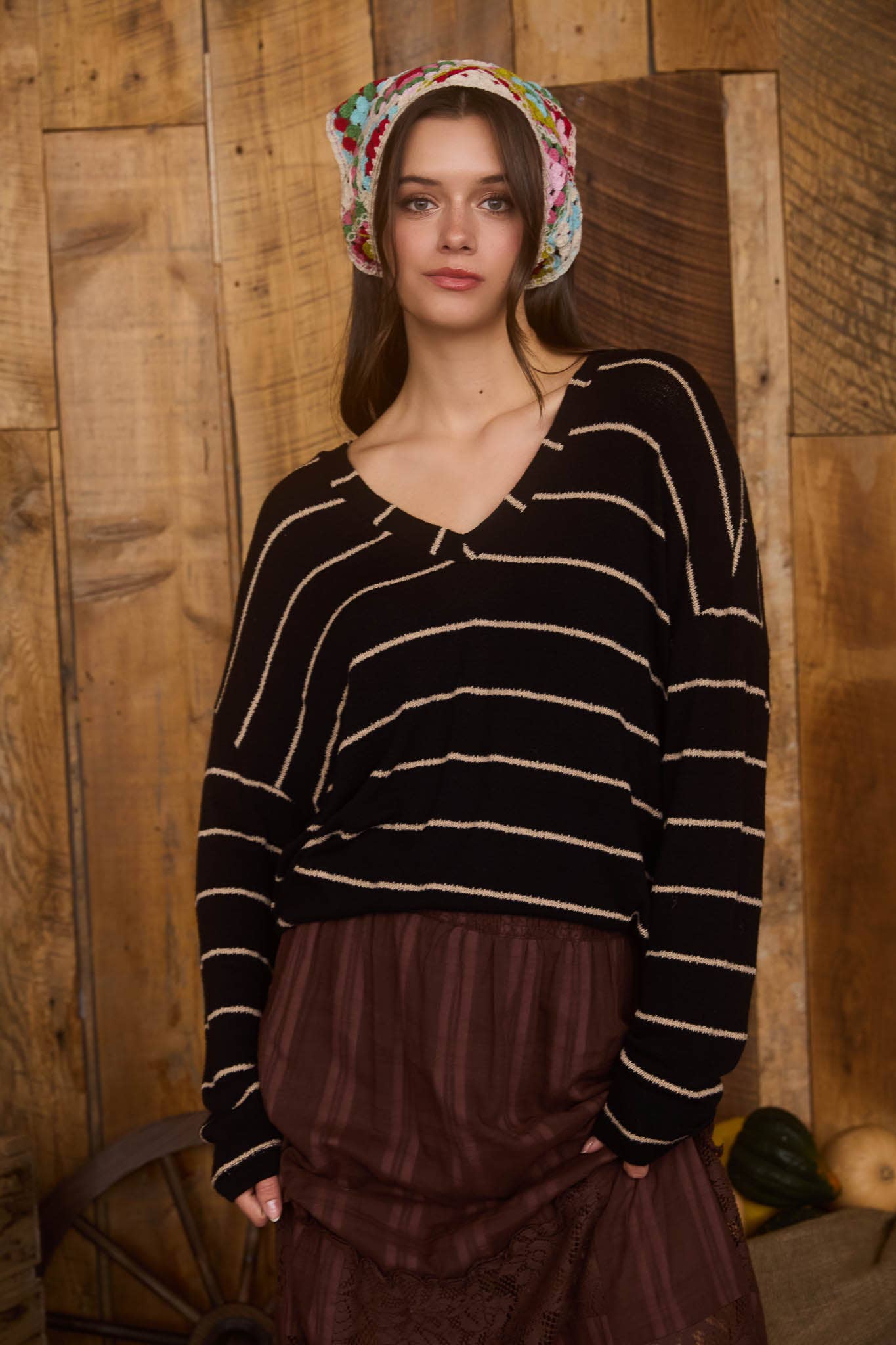 This & That Striped Vneck Top