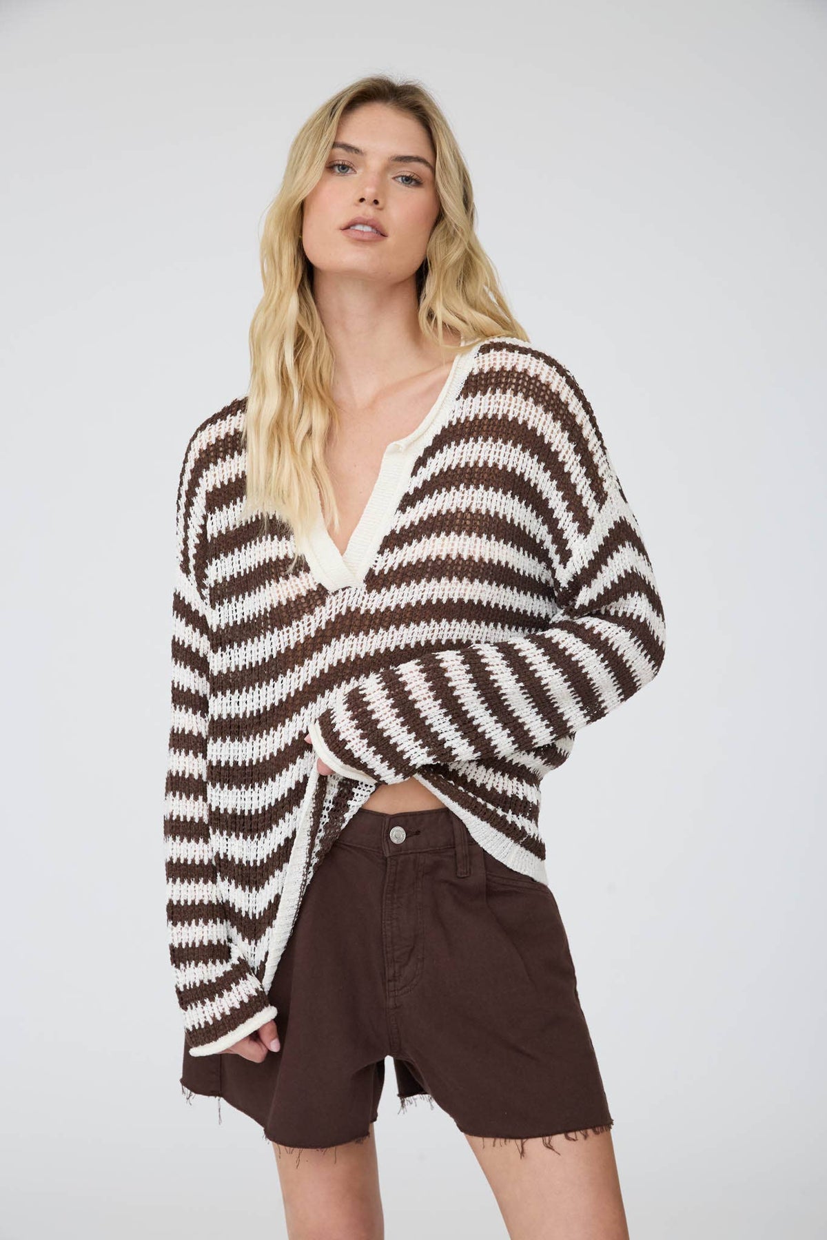 Reanna Raw Edge Vneck Sweater