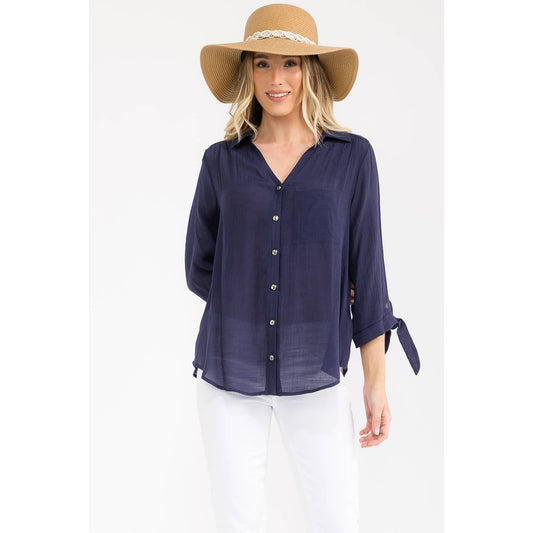 Papaya Gauze Top